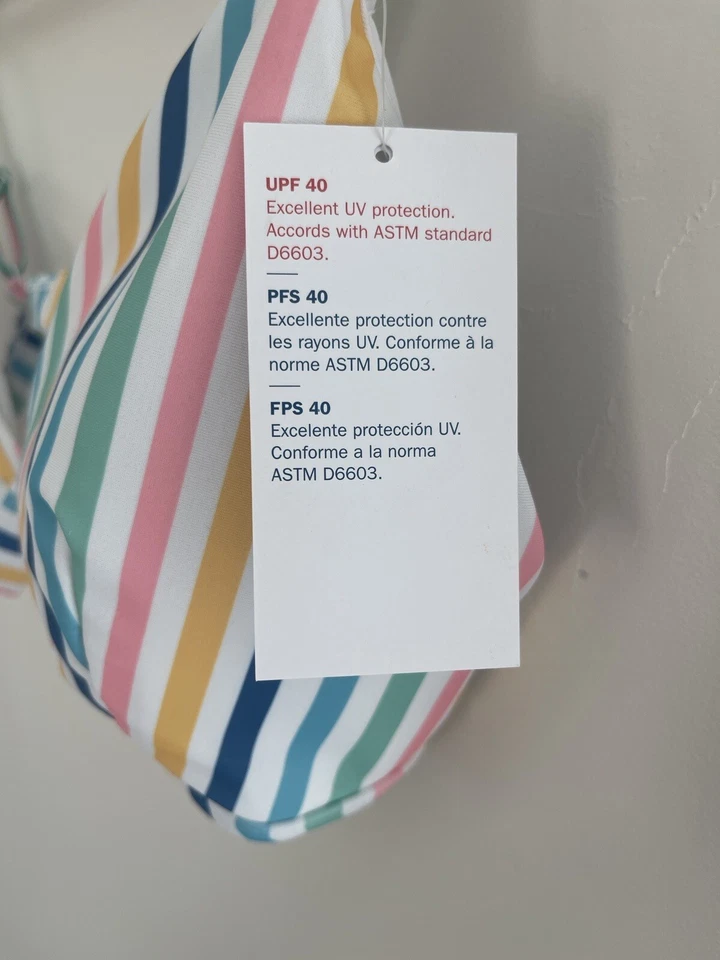 Top de natación bikini triángulo a rayas arco iris azul marino antiguo para mujer UPF 40 multi XXL Foto 2 de 4