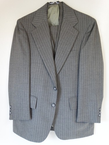 Men's lord baltimore Gray 3 Piece Pinstriped Suit - Size 38sh Pants 30x29