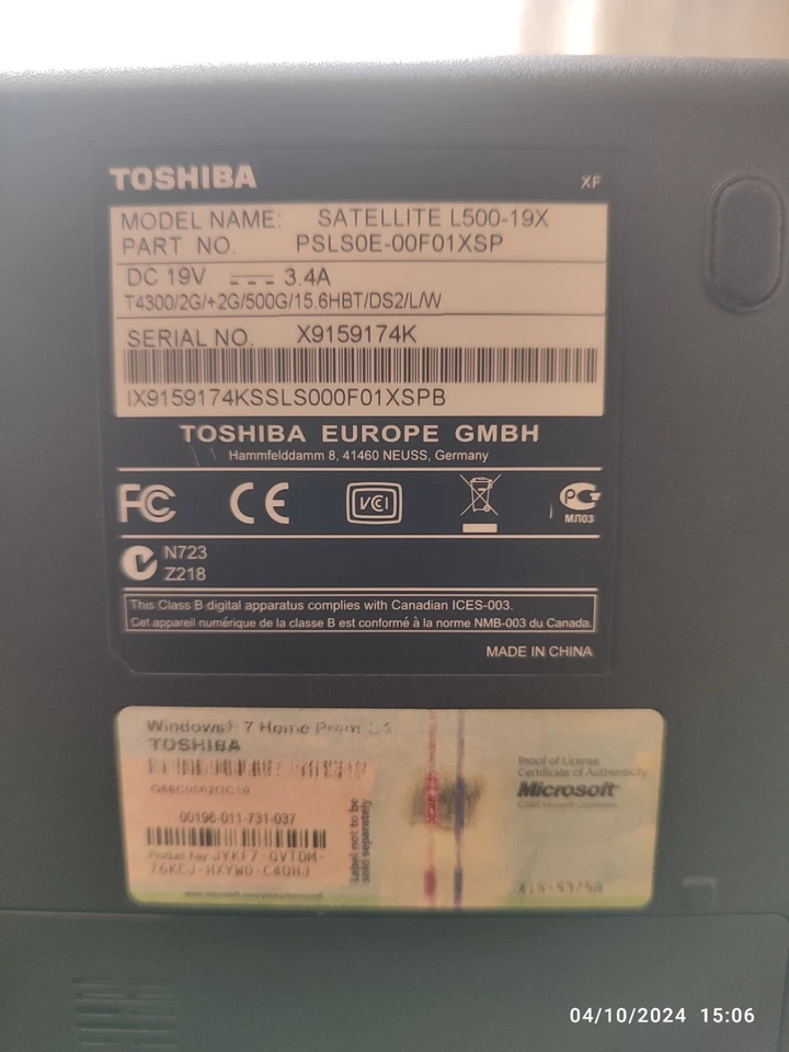 portatil toshiba Intel Pentium - Imagen 3 de 4