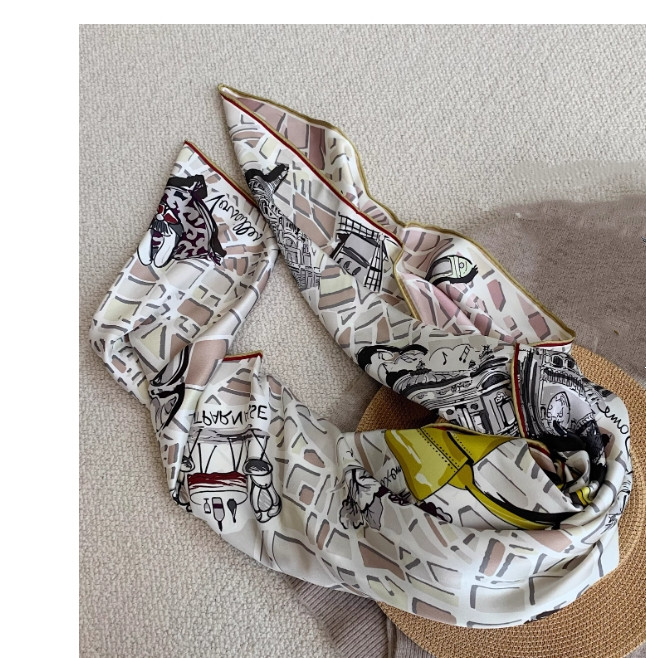 New Boutique 24 Momme Silk Double-Faced Satin Pink Purple Printing Scarf 110cm