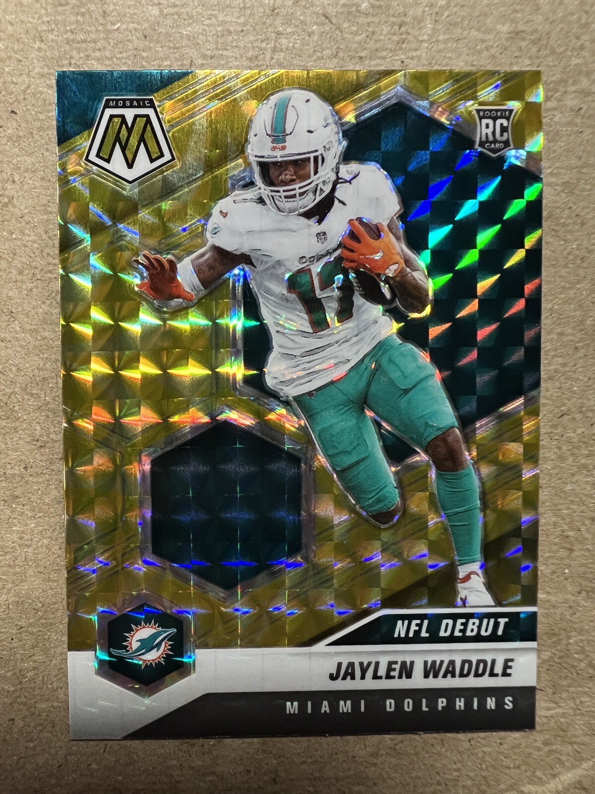 2021 MOSAIC JAYLEN WADDLE YELLOW REACTIVE PRIZM NFL DEBUT ROOKIE #248 Dolphins