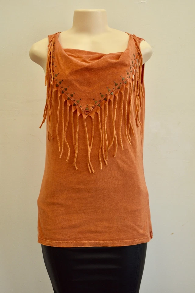 Top para mujer Maria Gabrielle naranja mezcla de algodón talla grande a la venta Foto 4 de 4