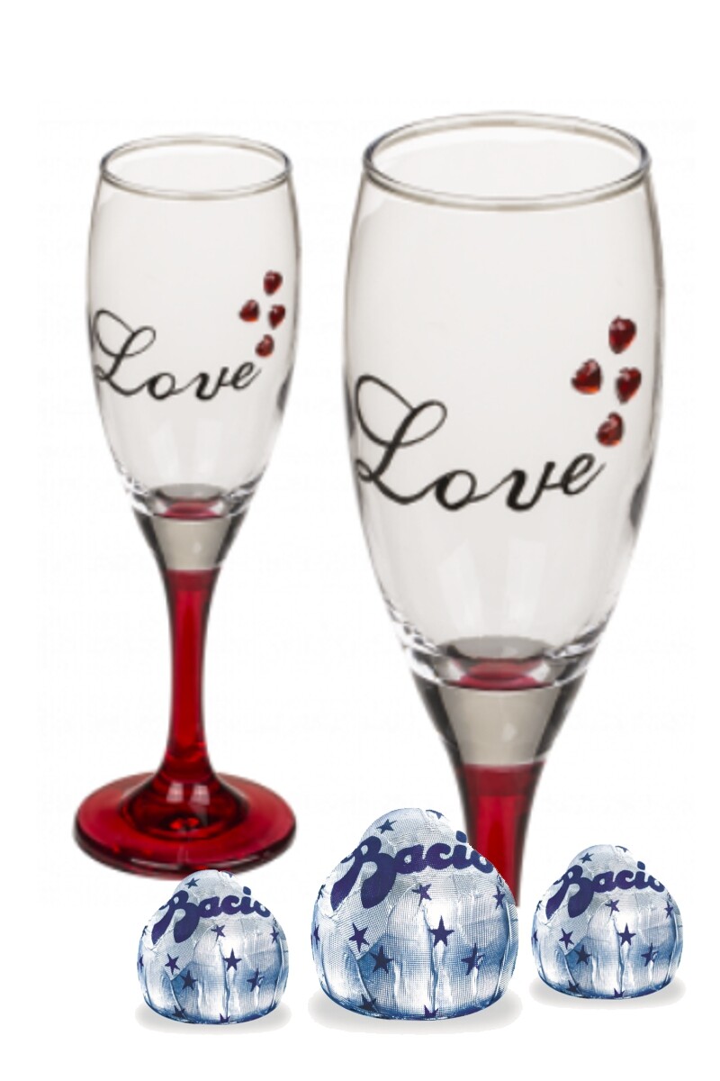 CALICI IN VETRO AMORE CON BACI PERUGINA 2PZ