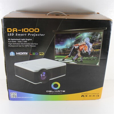 Del'Arte DA-1000 Professional LED Smart Projector Barely Used 3D 1080p HDTV
