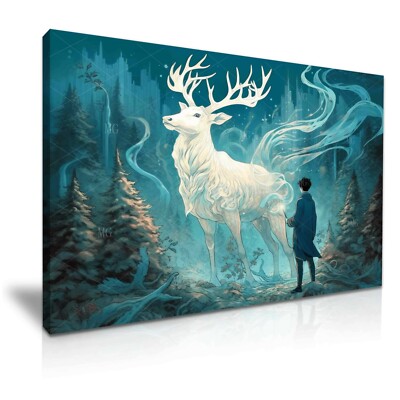 Harry Potter Hirsch Patronus aufgespanntes Leinwandbild Wanddeko Kunst weitere Größen