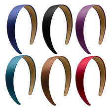 1.2 Inch Satin Headbands 6 Pcs Multi Color Ladies and Girls Hard Hair Bands, 6 C