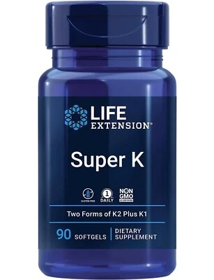 Life Extension Super K, K1 & K2 (MK-4 & MK-7) 90 Softgels - Expiry June 2027