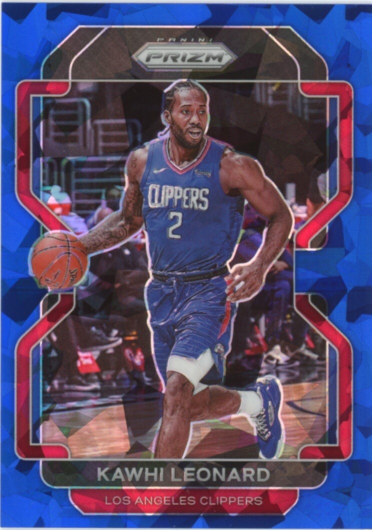 2021-22 PANINI PRIZM KAWHI LEONARD BLUE CRACKED ICE #/125 PRIZM HOLO #71 CLIPPER