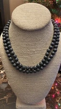 Black Lava Beaded Single Strand Necklace.