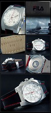 FILA Cronografo Orologio Uomo Combi Acciaio Inox Rotondi Zeiger - Rossi Cuciture