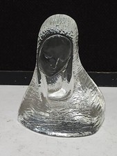 Vintage Viking Mary Madonna Glass Sculpture Frosted Icon Religious Art Glass