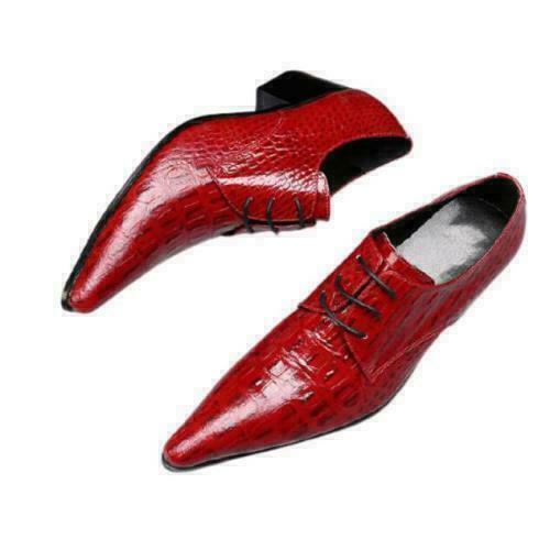 SAOLA Abito stringato da uomo in vera pelle business punta a punta Oxford scarpe tacco a blocco medio