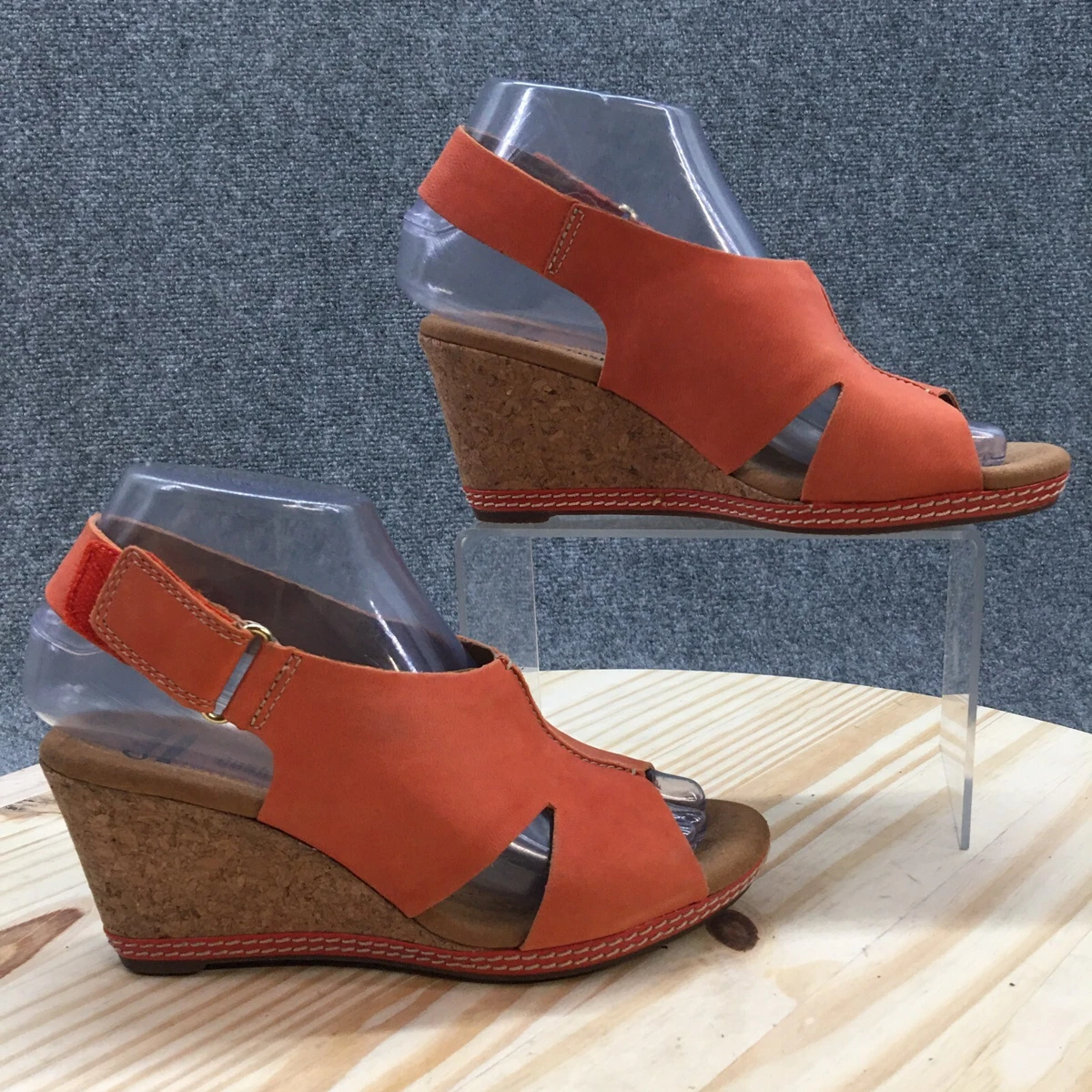 Clarks orange on sale wedge sandals