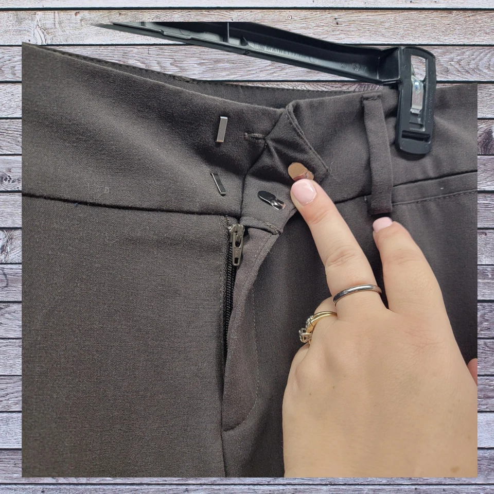 Pantalones para mujer AGB talla Reg 10 marrón elástico pierna recta bolsillos sintéticos Foto 4 de 4