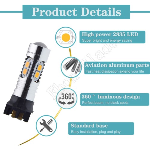 2 x PW24W PWY24W LED Lights Amber Yellow Car Turn Signal DRL Bulb Lamp For BMW - Picture 5 of 7