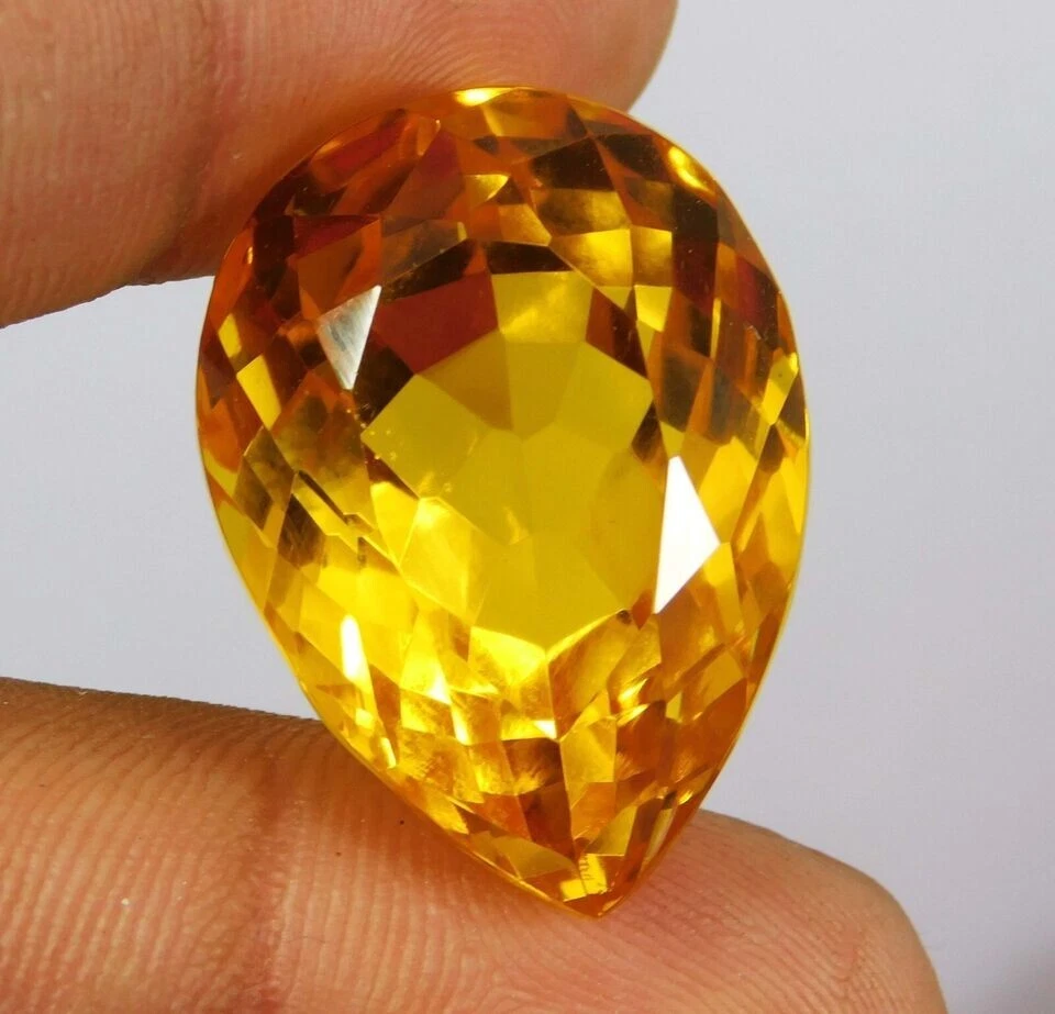 Topacio amarillo natural certificado GIE Ceilán 55,10 quilates corte pera mejor piedra preciosa suelta Foto 3 de 4