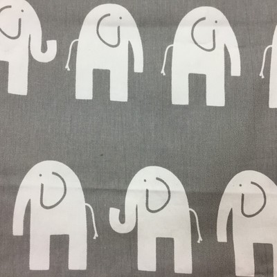 (Ma) Fabric Canvas Elephants Animals Gray Project Craft 54'' Yard & Half (1- 1/2)