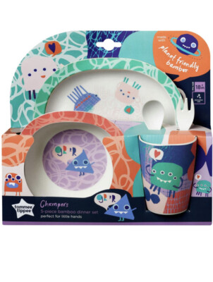 Tommee Tippee Chompers Bamboo 5pc Dinner Set NEW