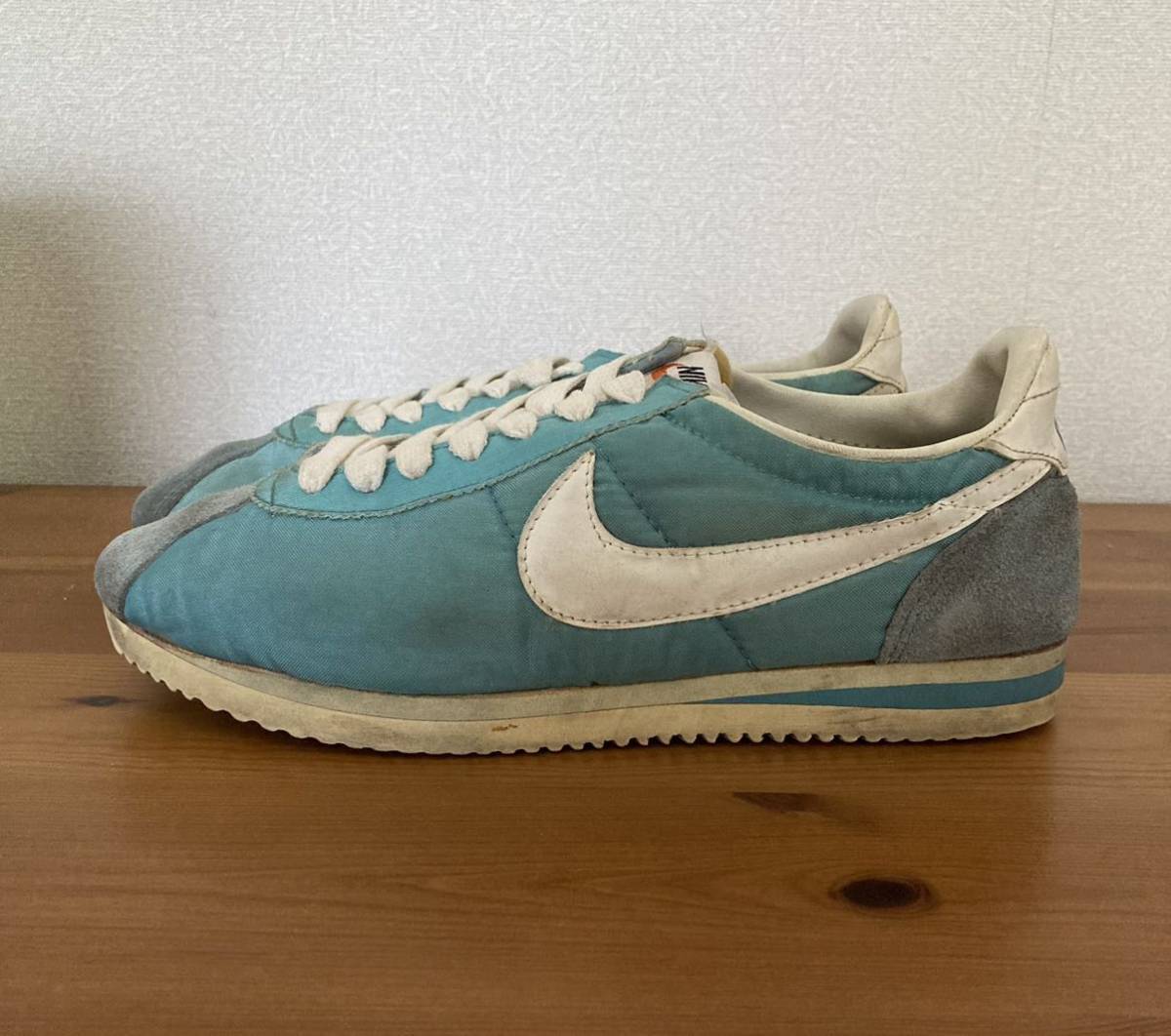 Nike Nylon Cortez Light Blue x White US7.5 Made in Japan 80s 
