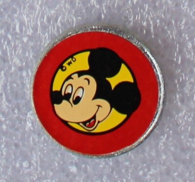 [BROKEN NEEDLE] 1980s MICKEY MOUSE Lapel Pin 0.9'' in Diameter Disney - No Clasp