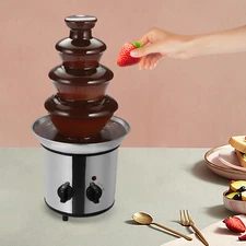 Chocolate Fountain Machine,4 Tier Stainless Luxury Cater Cheese Cascading Fondue