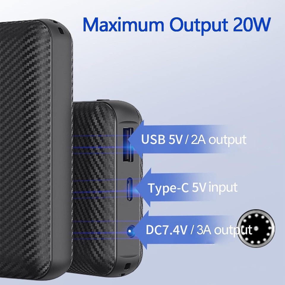 10000/20000mAh Power Bank 7.4V 3A Heated Vest Battery Pack DC USB For ...