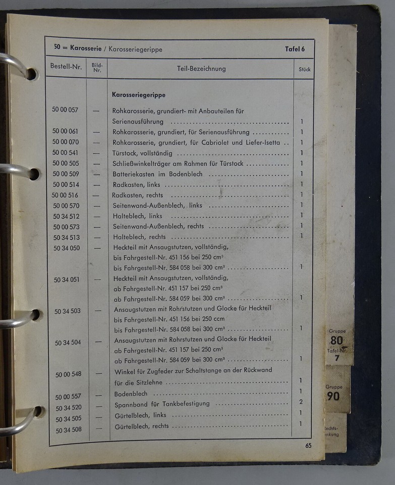 Parts Catalog / Spare Parts List BMW Isetta 250 / 300 cc Standard Stand ...