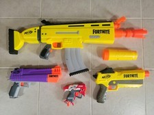 LOT OF 4 NERF FORTNITE GUNS BLASTERS AR-L NO DARTS ALL WORKS