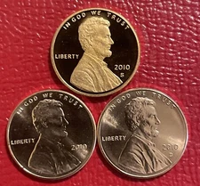 2010 P&D&S Lincoln Shield Cent Proof Uncirculated Penny Set PDS From Sets/rolls