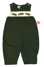 NWT Petit Ami Baby Infant Overalls Romper Size 12 Months Dark Green 100% Cotton