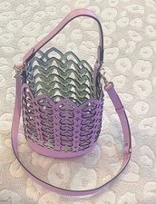 Kate Spade New York Pink Purse Sweat Pea Dorie Bucket Basket Woven Leather Spade