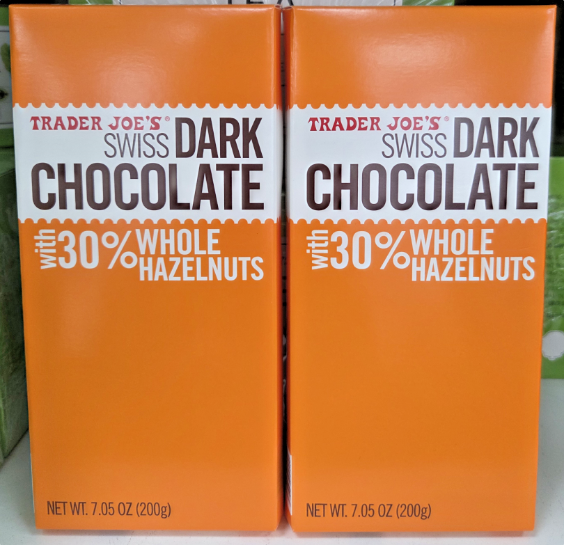 Trader Joe's Swiss Dark Chocolate with 30% Whole Hazelnuts 7oz
