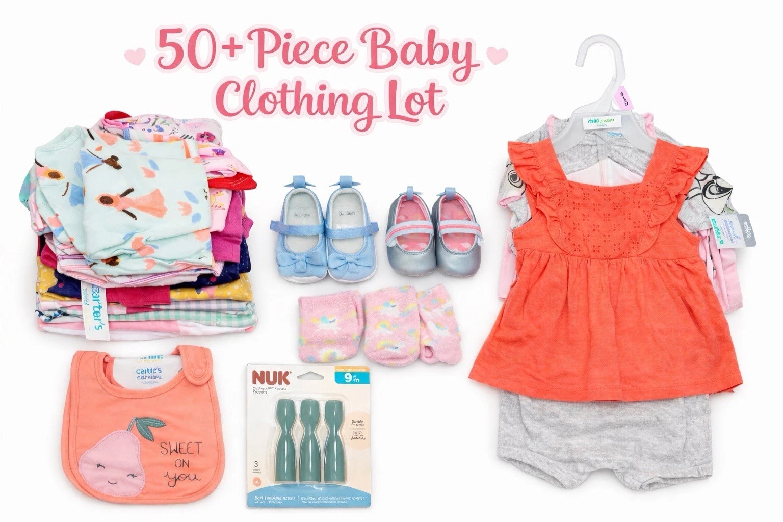 NWOT/NWT~50+ Mixed Baby Girl Clothing Lot Disney Wonder Nation COM, Size NB-12M
Opens in a new windo