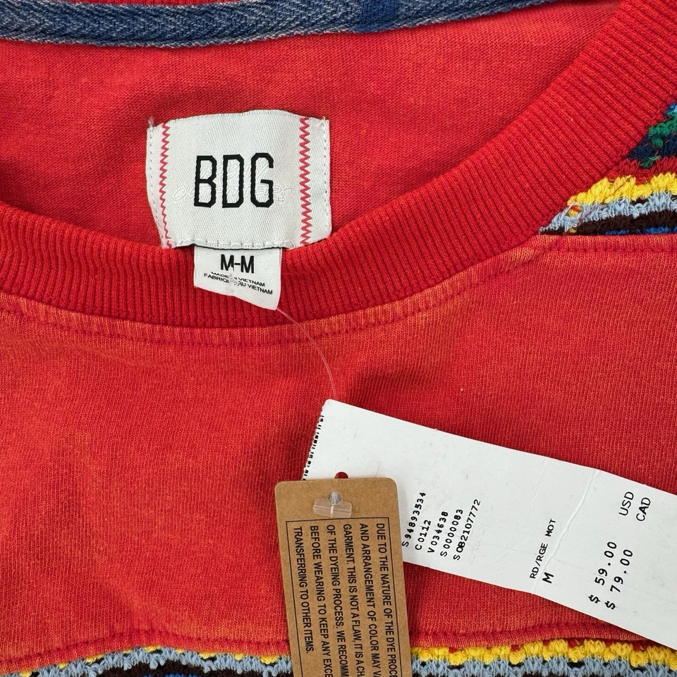 BDG NY Rugby Shirt Mens Medium Distressed Waffle Knit Colorblock Striped UO NWT - Image 3 of 4