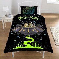 Rick Und Morty UFO Einzel Bettbezug Set Polycotton BettwäSche Wendbar Offiziell