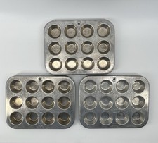 Vintage Muffinaire Junior B Muffin Pan UAP Dayton Ohio Aluminum (Lot 3) 12 Cup