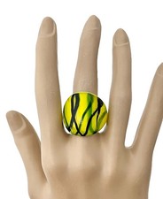 Yellow Casual One Of A Kind Lampwork Statement Glass Ring Size 8.5