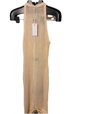 8 by YOOX Beige Knit Strappy Sleeveless Maxi Dress M Pullover Long Lightweight