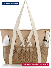 HOMESPON Beach Bag Large Waterproof Sandproof Tote for Women with Zipper and Mes