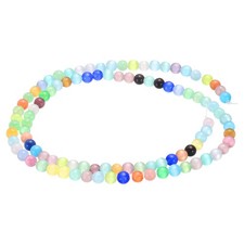 98pcs Mixing Colors Cat's Eye Stone Beads 4mm Round Crystal Loose Bead