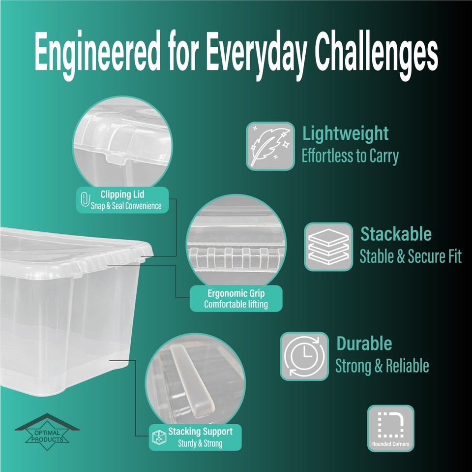 Strong Plastic Stackable Storage Box Boxes With Lid Clear Containers ...