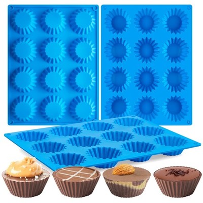 CLUEWR 3 PCS 11.06 x 8.7 x 0.79 Inches, 12 Cavity Peanut Butter Cup Mold