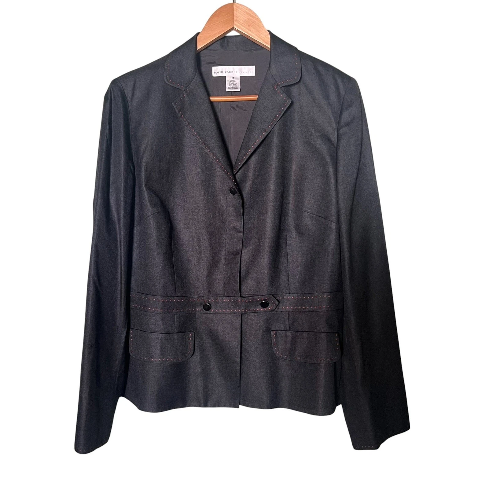 David Warren Women's Size 14 Single-Breasted Blazer Blue Silk Blend Jacket
Opens in a new window or