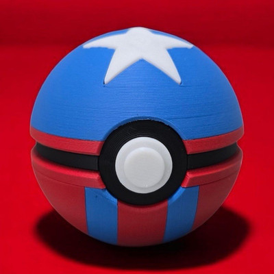 Captain America Poké Ball Style Custom Painted Plastic Figure