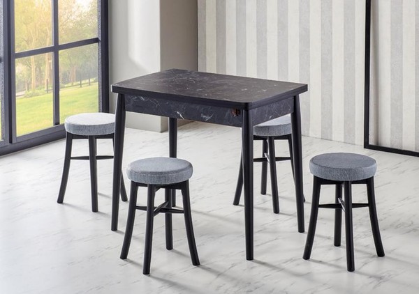 Esszimmer Set Hochwertig Garnitur Tisch 4X StüHle Design Modern Schwarz MöBel-image