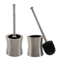 2 Pack Hour Glass Shaped Stainless Steel Toilet Brush and Holder