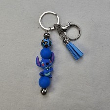 Disneys Stitch Keychain From Lilo  Stitch Blue Silicone Beads And Tassle