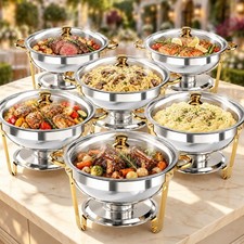 UPERFECOOK 6QT 1/2/4/6 Pcs Chafing Dish Buffet Set Gold, 304 Stainles Steel