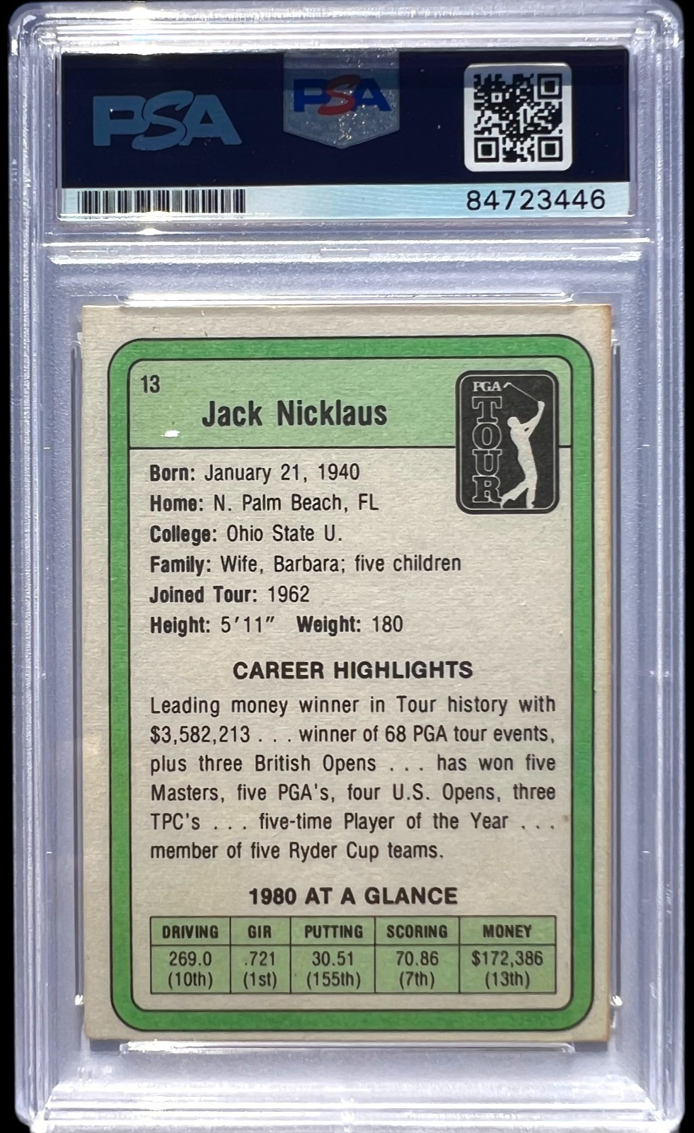 1981 Donruss Golf #13 Jack Nicklaus Signed Rookie Card PSA AUTO RC LEGEND view 2