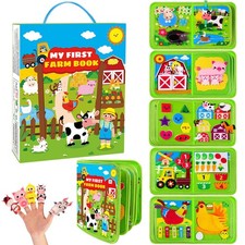 Farm Busy Book for Toddlers 1-3, Busy Board Montessori Toys for 1 Year Old Bo...